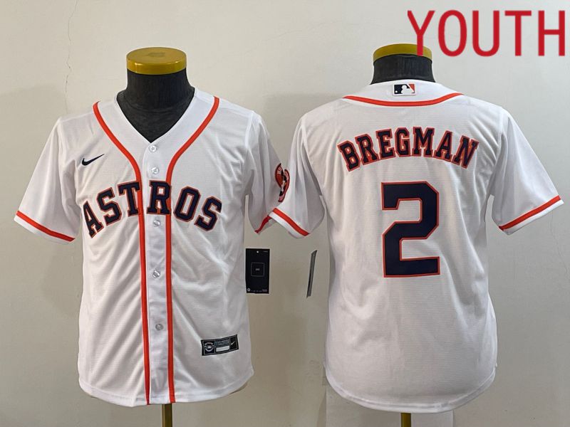 Youth Houston Astros #2 Bregman White Game Nike 2022 MLB Jersey